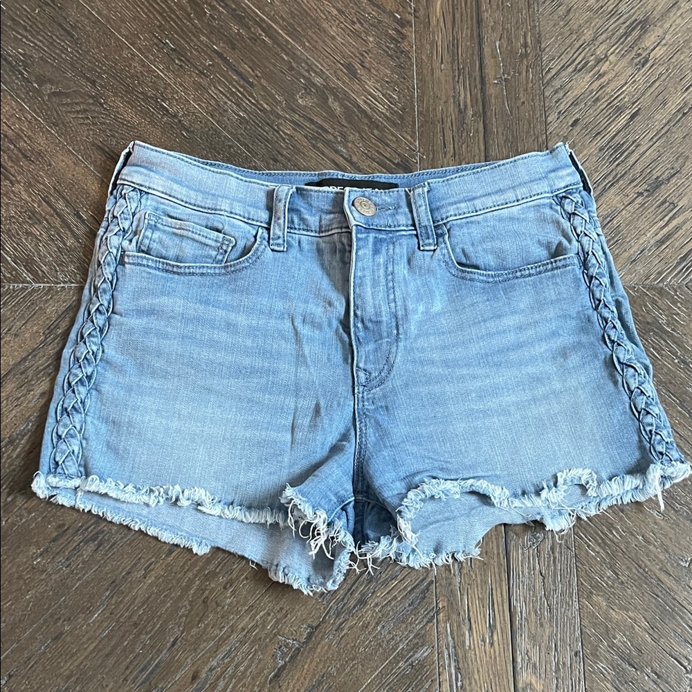 Express Light Blue Jean Shorts with Braided Trim Size 6